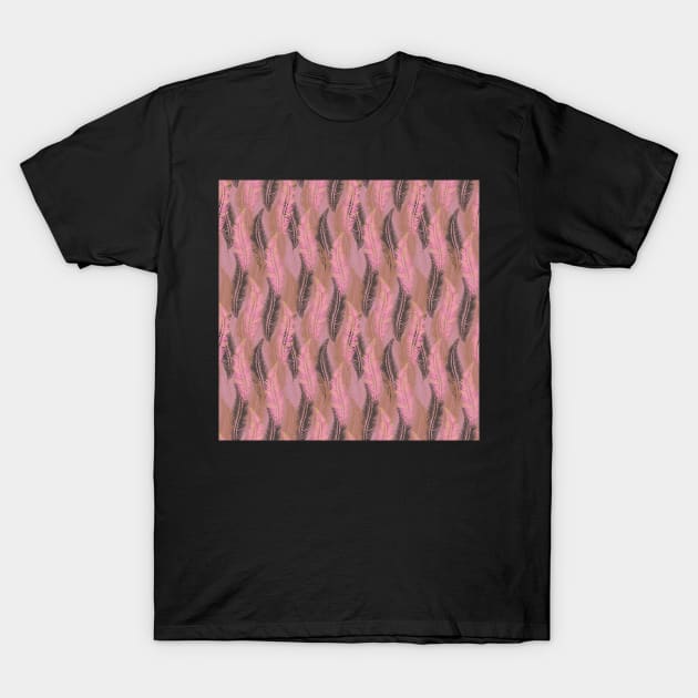 Feathers Pattern in Pink T-Shirt by lottibrown